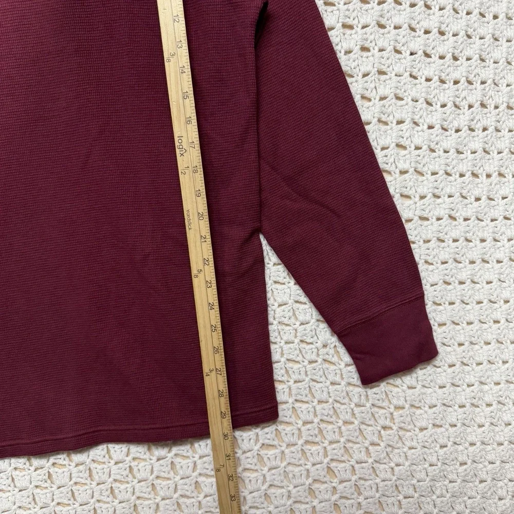 Polo Ralph Lauren Shirt Men Sz L Burgundy Heather Thermal Waffle Knit 100%Cotton